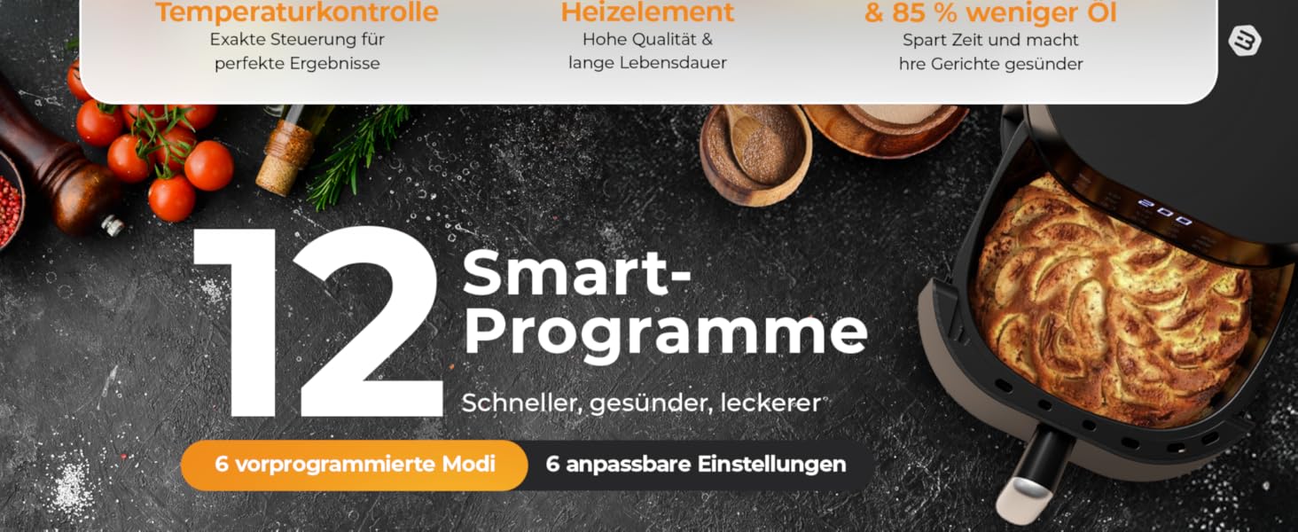 Фритюрниця Balter Airfryer HL-551T 5.5 л, чорна: 12 програм, 100 рецептів, з вікном