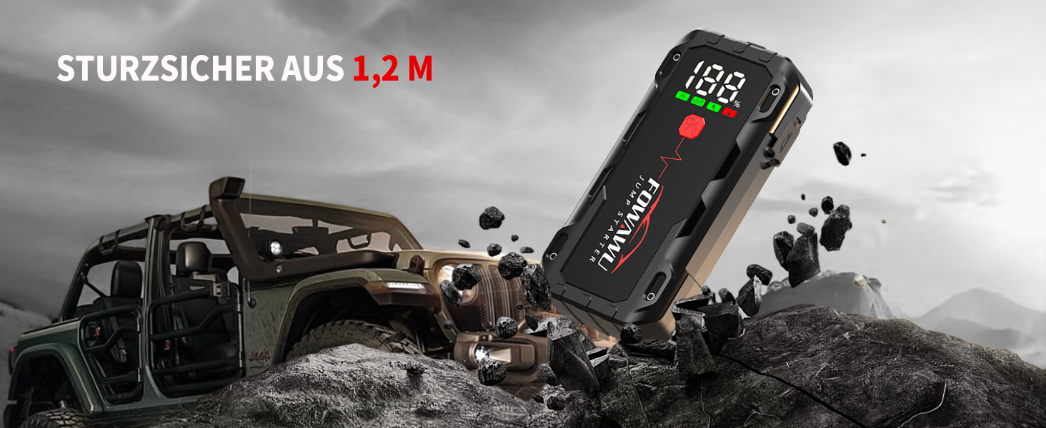 Бустер для автомобіля FOWAWU 7000A 26800mAh — Пусковий пристрій (Jump Starter) для бензинових двигунів до 12л та дизельних до 10л