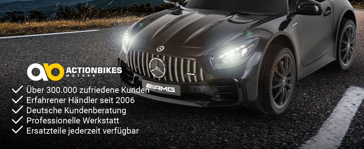 Дитячий електромобіль Mercedes AMG GT R Roadster, чорний, 6V, EVA-колеса, 2.4 ГГц пульт, 20 Вт мотор, для дітей від 3 років, Actionbikes Motors