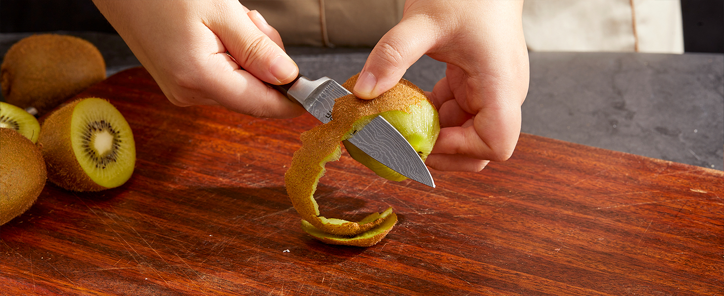 Набір ножів FOHERE 7 предметів: кухонний, для хліба, овочевий, з точилкою та магнітним блоком з нержавіючої сталі та дерева