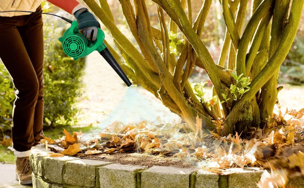 Електричний міні-листозбір Fishtec з функцією пилососа та мішком для збору листя - 500 Вт, 180 см, зелений