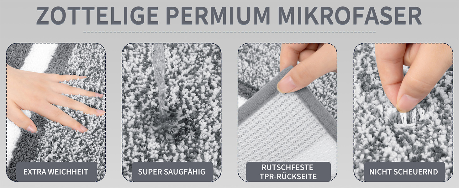 Набір килимків для ванної кімнати Pauwer, 2 шт., водопоглинаючі, антиковзаючі, машинне прання, 50x80 + 50x60 см, темно-сірий