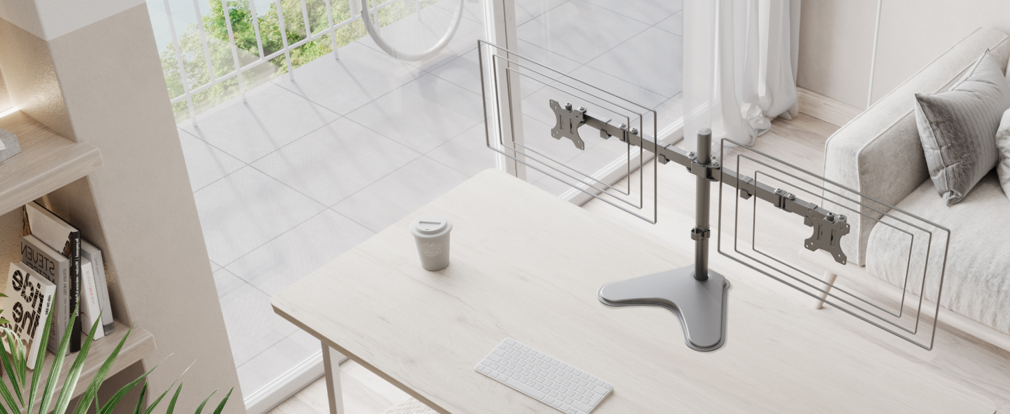 Підставка для монітора RICOO на 2 монітори, Dual Monitor Arm, TS3811, для 17-27 дюймів, PC Gaming, стіл