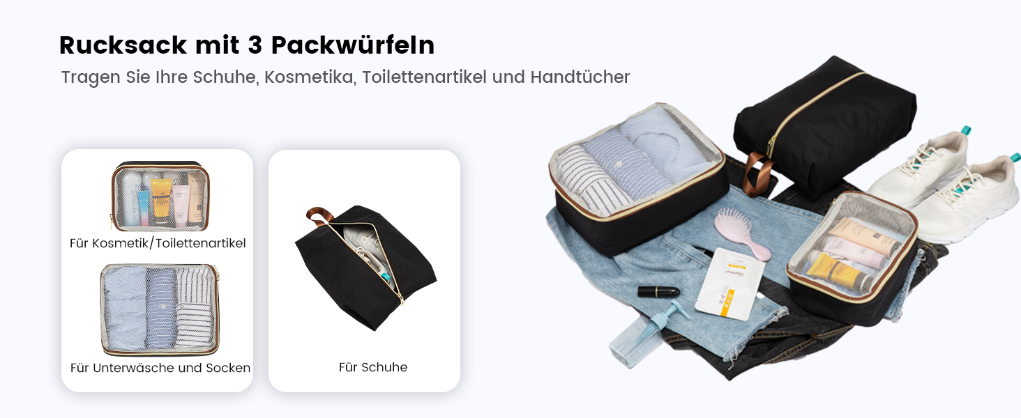 Рюкзак LOVEVOOK для ручної поклажі літака, жіночий водонепроникний рюкзак для подорожей з відділенням для взуття, 17-дюймовий рюкзак для ноутбука, 40L, 45x36x20, ручна поклажа, чорний + бежевий + каштановий