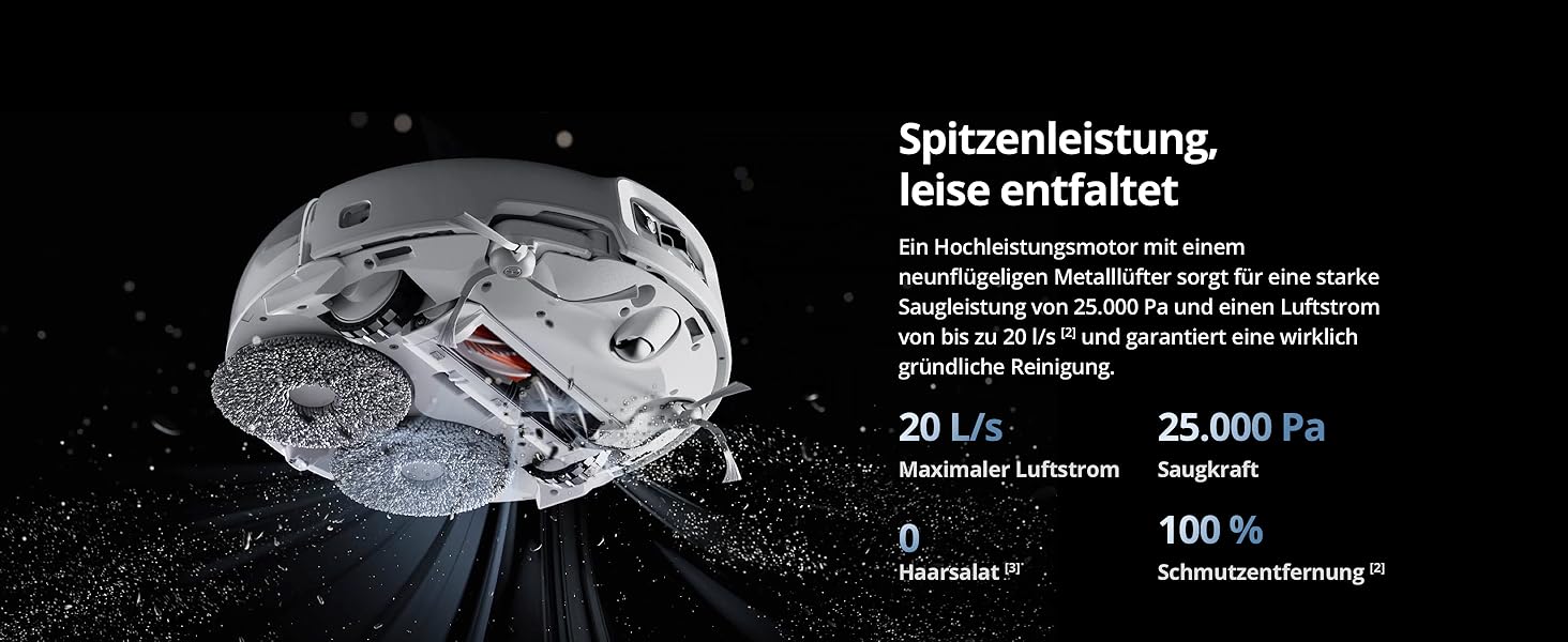 Робот-пилосос DJI ROMO S з функцією миття підлоги, 25000 Па потужність всмоктування, розпізнавання перешкод рівня дрона, два роботизовані руки, 200 днів без обслуговування, автоматичне очищення та сушіння моп-насадки (DJI ROMO P (версія з баком для води))