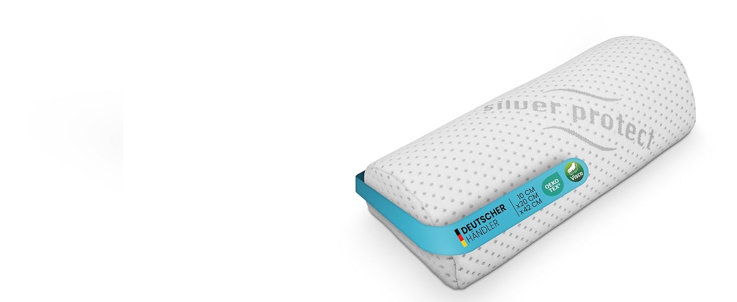 Подушка для шиї Bestlivings з піни Memory Foam (30x35x9 см) з антимікробним чохлом Silver Protect, Öko-Tex