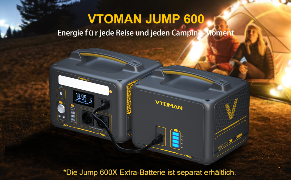 Портативна електростанція VTOMAN Jump 600X 600 Вт - 299 Втгод батарея LiFePO4 з 2 виходами змінного струму