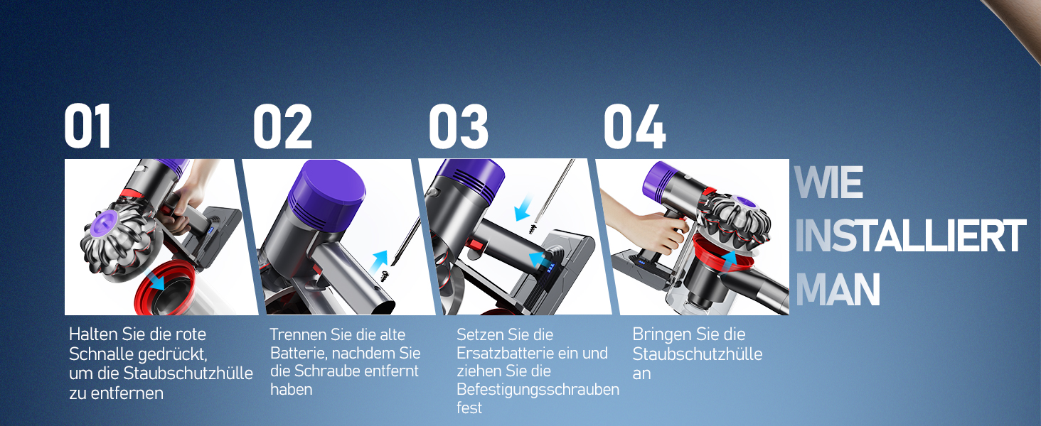 Акумулятор Keenstone V8 8000mAh для Dyson SV10 V8 Absolute/Animal/Motorhead/Fluffy: Оригінал + 3 фільтри