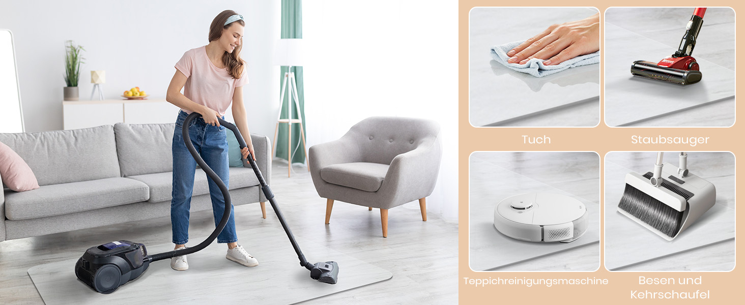 Захист для підлоги під офісний стілець COSYLAND 120x150 см - килимок від ковзання, прозорий, білий | Килимок для офісного крісла