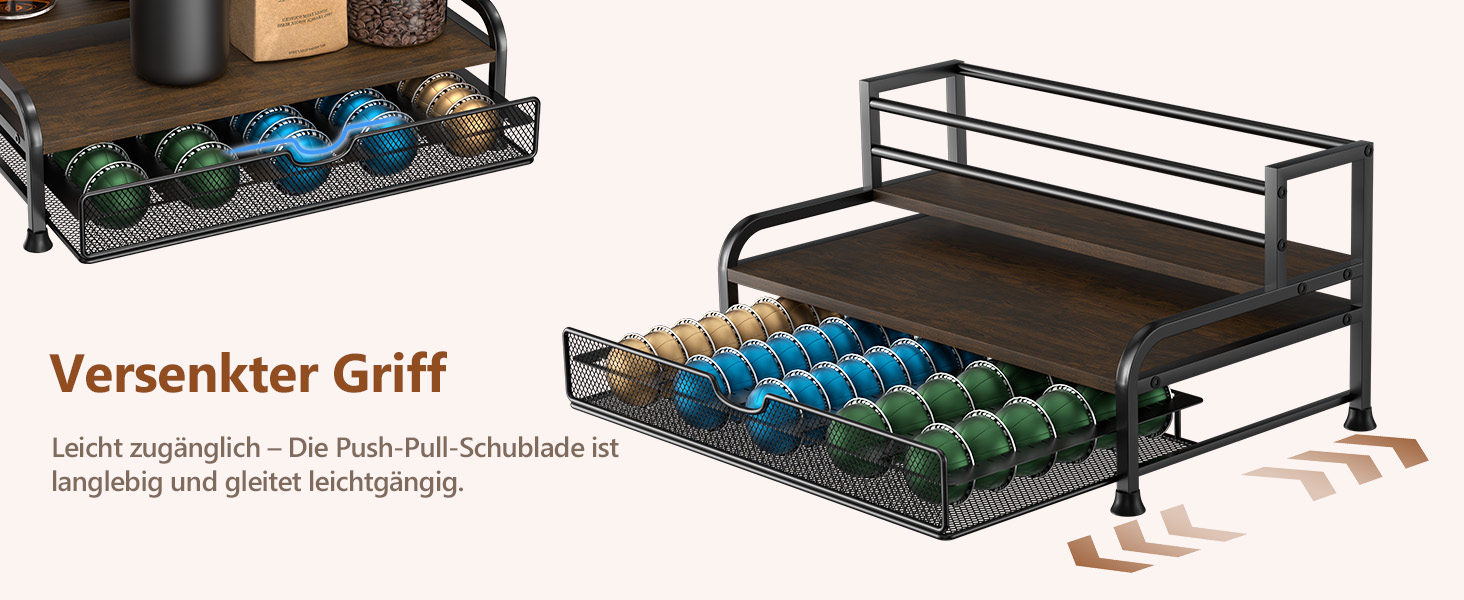 Трирівнева підставка для капсул Nespresso Vertuo з шухлядою, 40 капсул, органайзер для кави на кухню