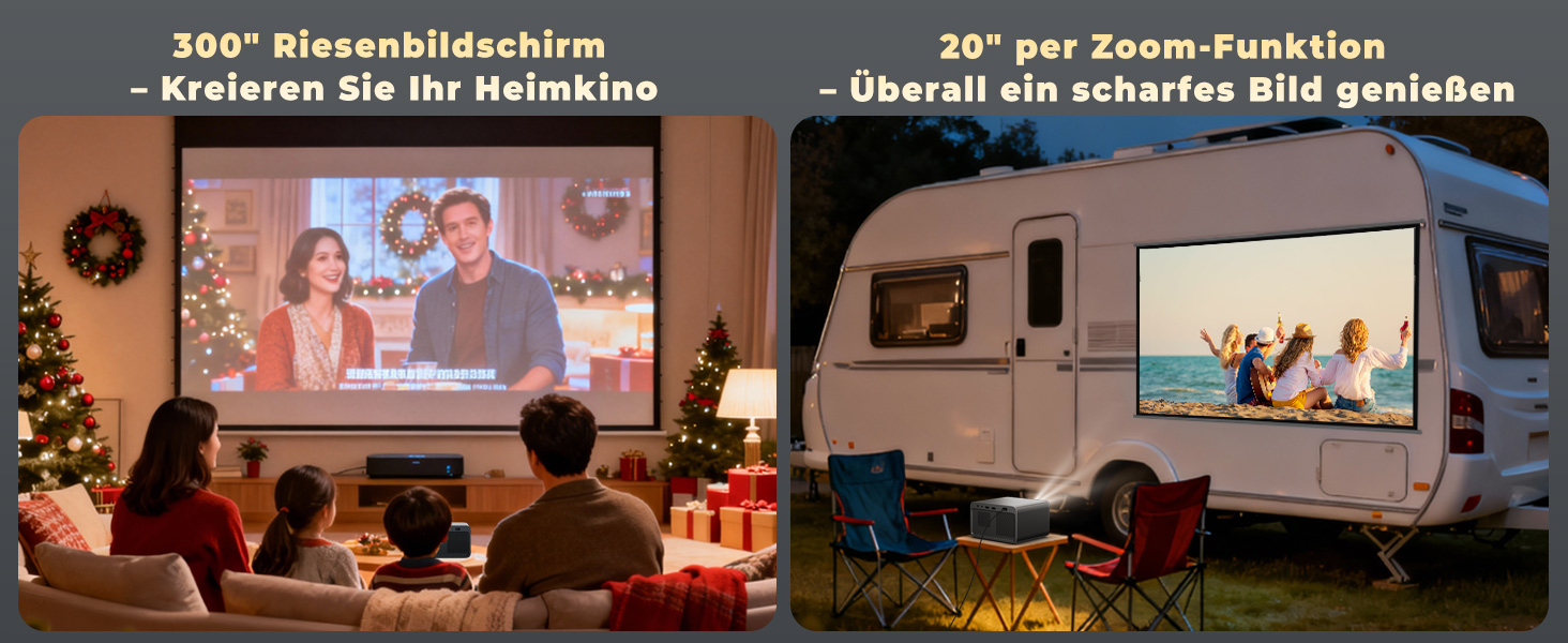 Проєктор Beamer-4K Smart Home Cinema: WiFi6, Bluetooth, Dolby Audio, Netflix, 1080P HD, Автофокус, eARC/CEC, Чорний