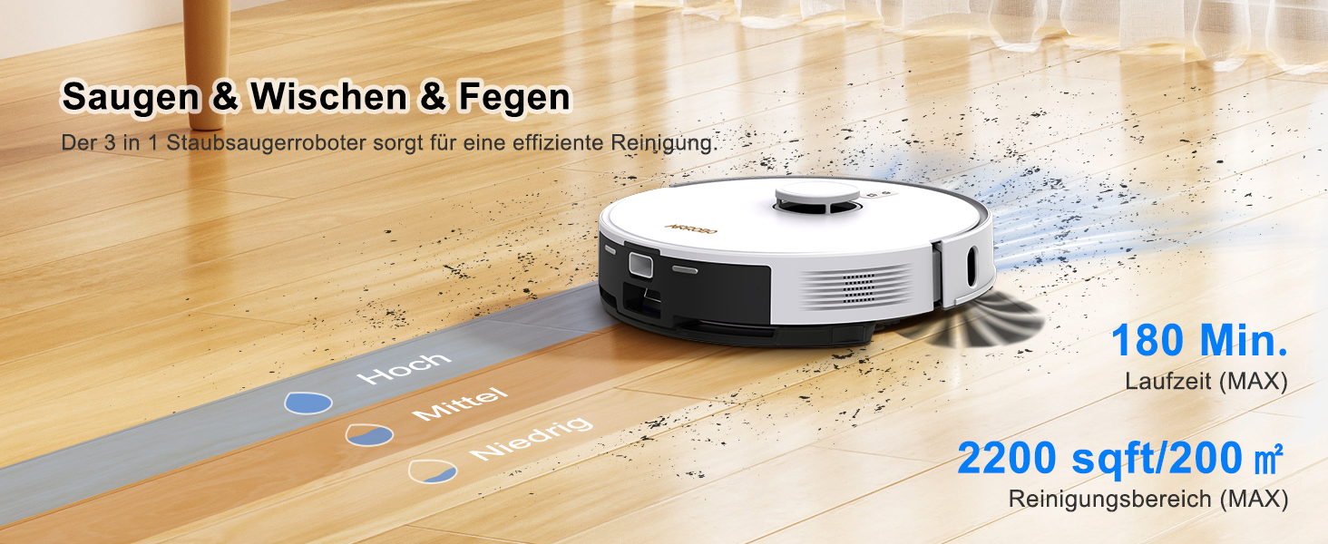 Робот-пилосос AIRROBO з функцією миття, 3.5л, док-станція для самостійного очищення, 180хв роботи, LiDAR-навігація, потужний, керування через додаток