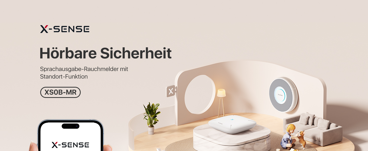 X-Sense Детектор диму з Wi-Fi, голосовим оповіщенням та 17 зонами, 33 мм, 12 шт. (з базовою станцією) XS0B-MR121, для дому