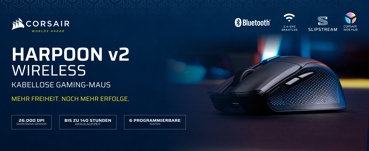 Бездротова ігрова миша Corsair Harpoon RGB Wireless Gaming Mouse, чорна