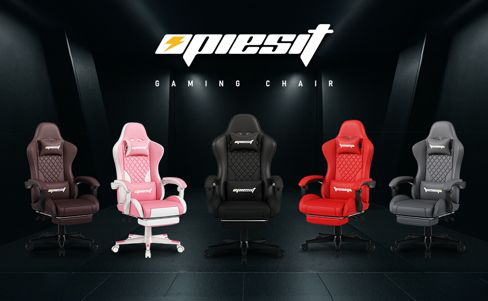 Ігровий крісло з підніжкою, регульованими підлокітниками та підтримкою попереку, ергономічне крісло для офісу з високою спинкою для дорослих, велике та високе крісло для робочого столу (Коричневий)