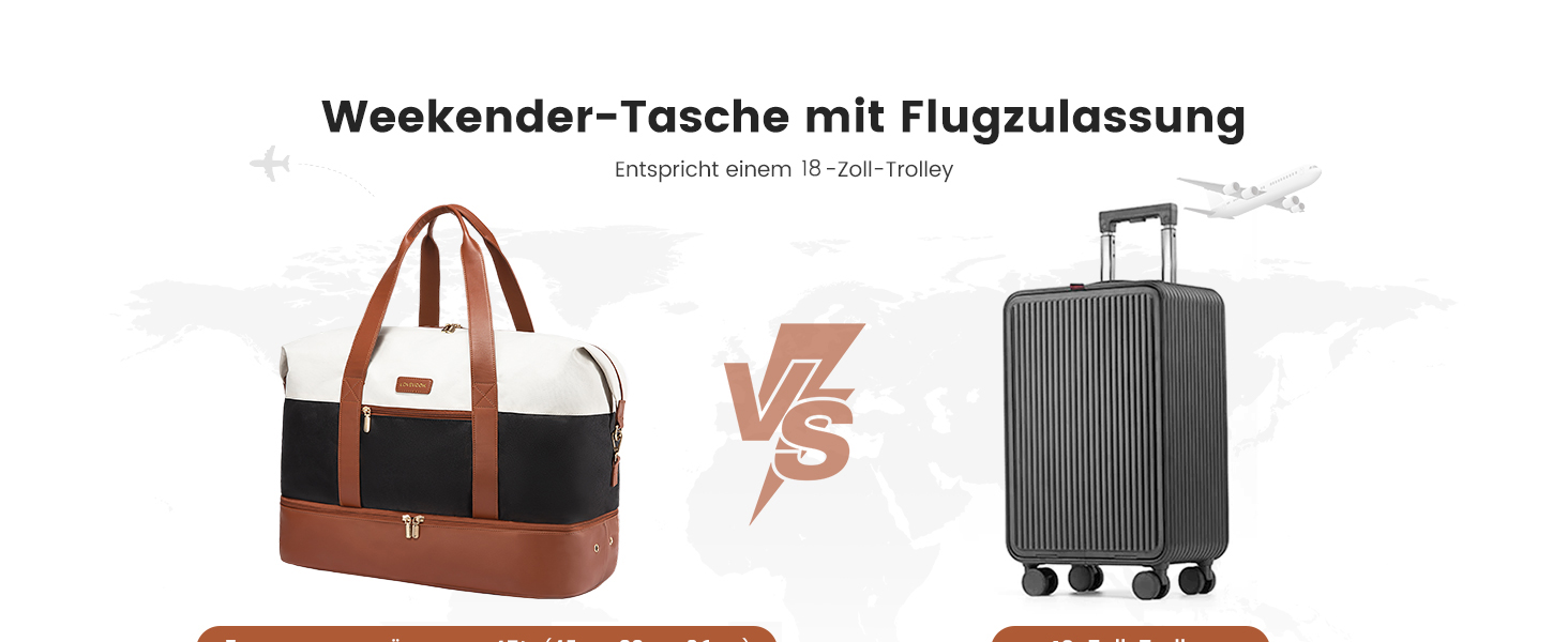 Спортивна сумка LOVEVOOK для подорожей: дорожня сумка-валіза, дорожня сумка-мішок, сумка для одягу, валіза для ручної поклажі, сумка для пологів, з відділенням для взуття та косметичкою, бежево-коричнево-чорна