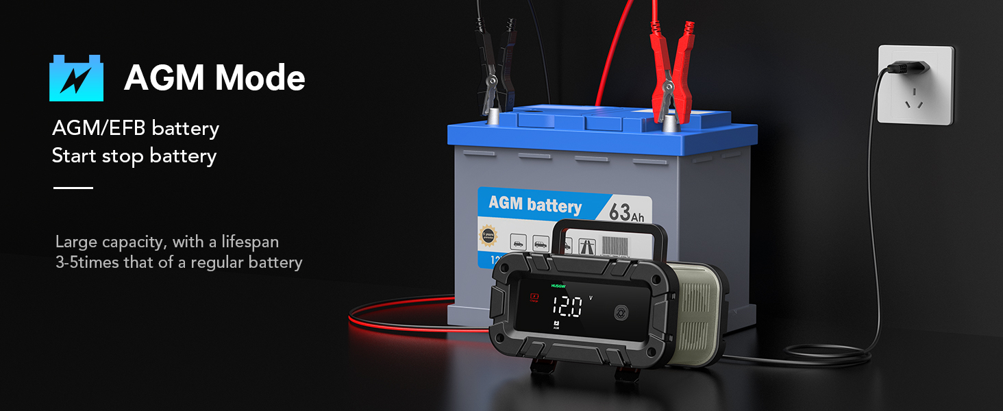 Автоматичний зарядний пристрій для акумуляторів з температурною компенсацією (6A), червоний. Підходить для авто, вантажівок, мотоциклів, газонокосарок, човнів та морських акумуляторів.