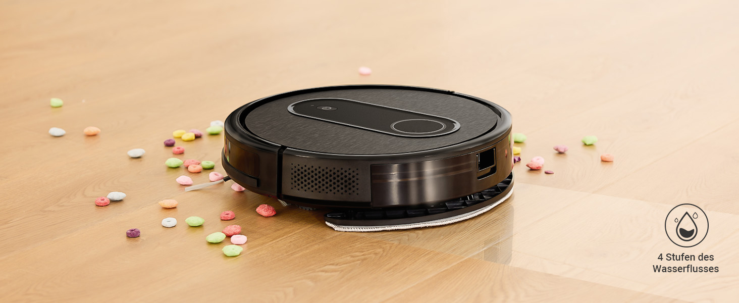 Робот-пилосос з функцією миття 2 в 1, потужність всмоктування 3000Pa, час роботи до 120 хвилин, 4 режими прибирання, робот-пилосос для видалення шерсті тварин з Aquacontrol™