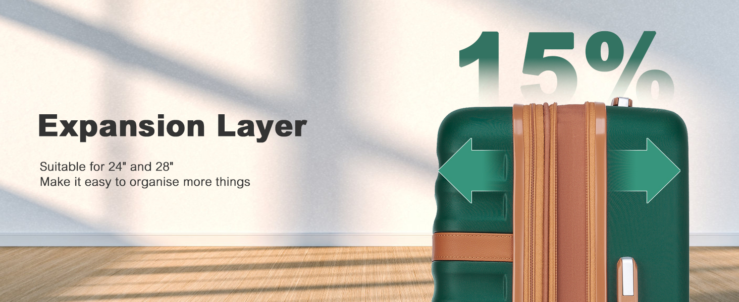 KONO Чемодан-Тролей середнього розміру, валіза для подорожей з ABS+PC, жорсткий корпус, 4 колеса, TSA замок (L) (65см, темно-зелений/коричневий)