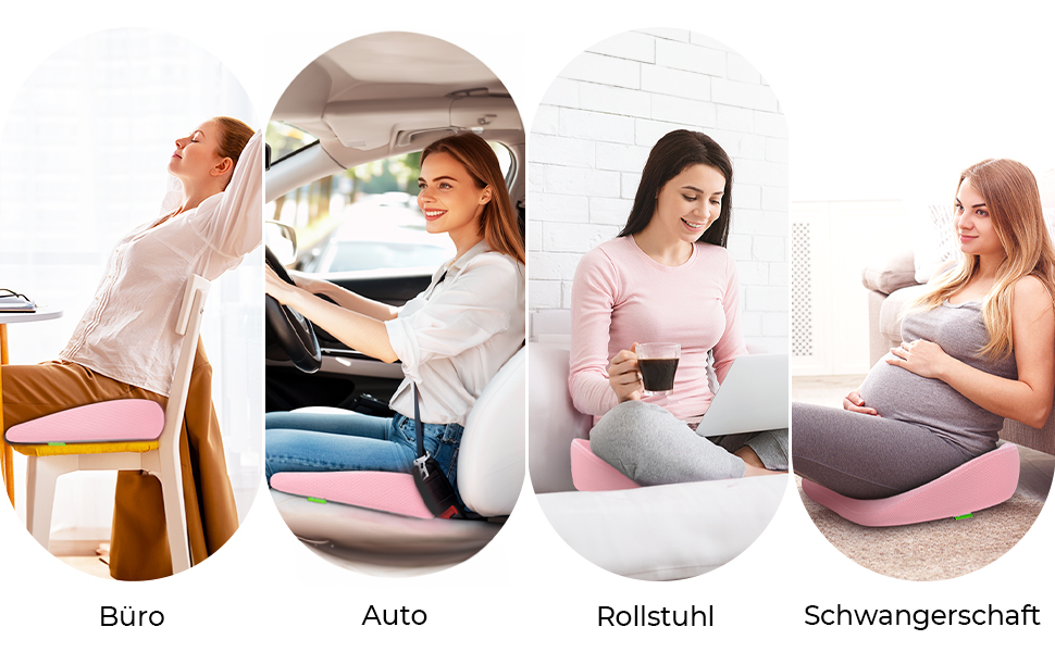 Ортопедична подушка для сидіння AUVON: комфорт при геморої, для офісу, авто, інвалідного візка. Зняття болю при ішіасі та вагітності (рожева)