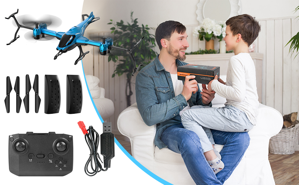 Радіокерований гелікоптер VATOS 2.4G з функцією уникнення перешкод, 360° фліп, LED підсвічування - іграшка для дітей та дорослих