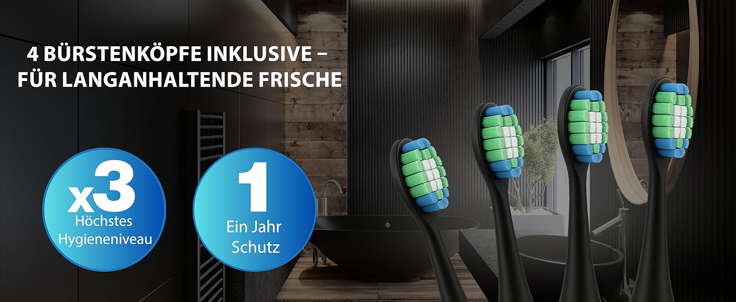 Електрична зубна щітка Wagner Stern VibroWave Plus з 4 насадками, IPX7, червона