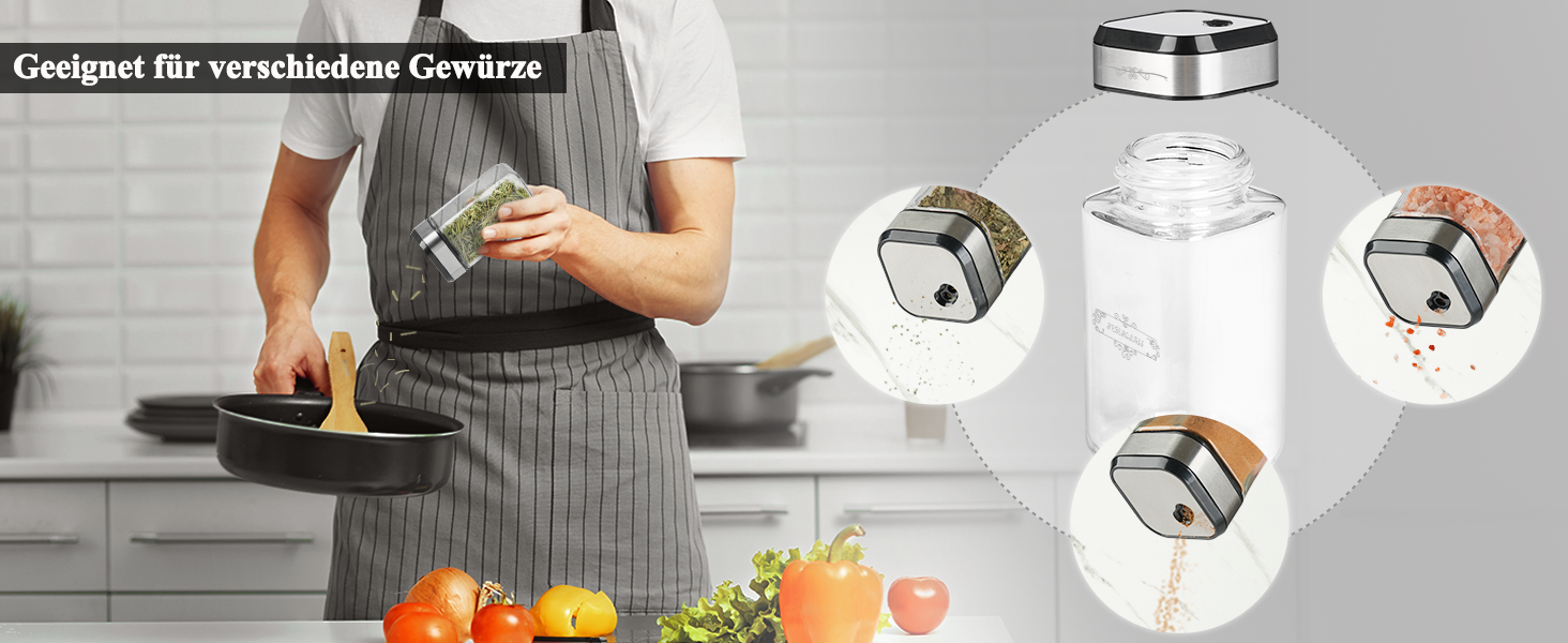 Набір скляних банок для спецій з дерев'яними кришками з акації, 24 шт. (120 мл)