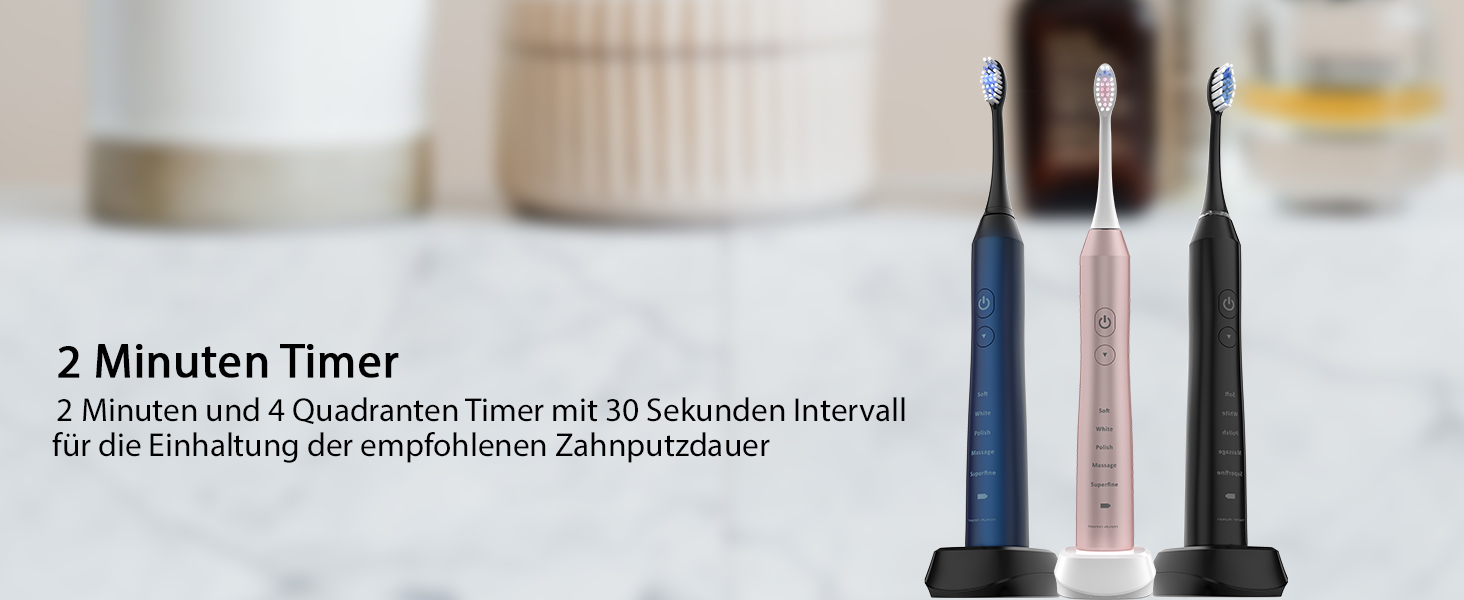 Електрична зубна щітка Tristan Auron – 55 000 вібрацій, 5 режимів, 60 днів роботи від акумулятора, 2 насадки, компактна та тиха (червона)