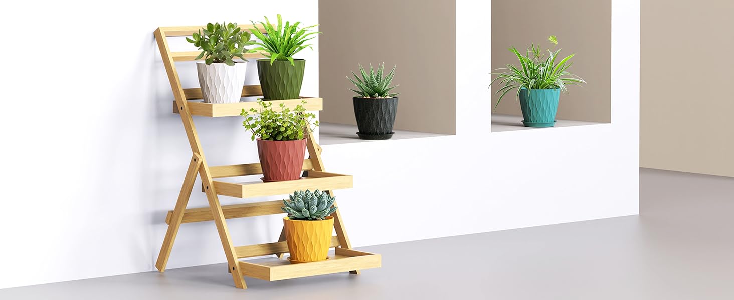 Набір горщиків для квітів 20 см, 5 шт. Чорні пластикові горщики з підставкою та дренажними отворами, 3D-текстура, для монстери, герані та кімнатних рослин, внутрішнє та зовнішнє використання