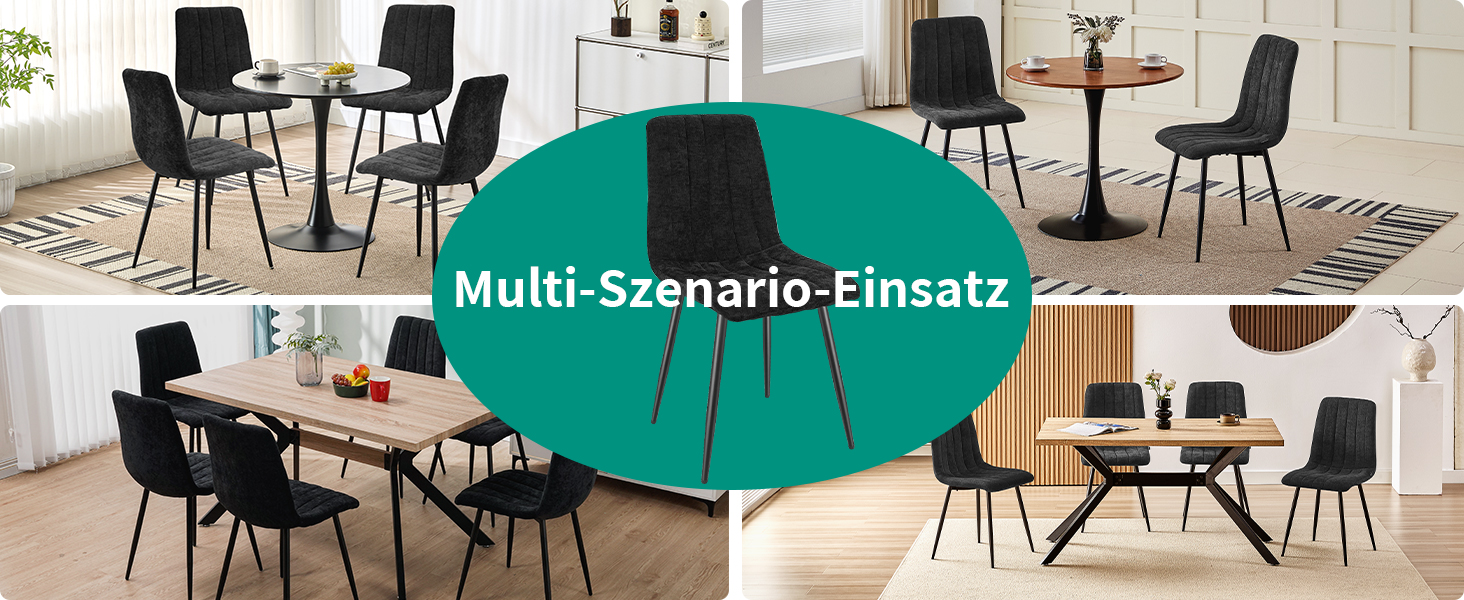 Набір стільців для їдальні, м'які стільці з льоновим покриттям та чорними металевими ніжками, смугастий дизайн, підходять для їдальні, вітальні, спальні, кухні, рецепції (2 шт., смугасті, чорні)