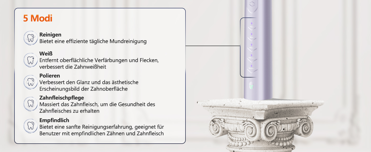 Електрична звукова зубна щітка Ritter з 5 режимами, 40000 VPM, IPX7, акумулятор 90 днів, таймер, блакитна