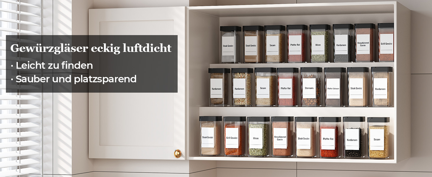 Набір баночок для спецій кутовий 12 шт. 120 мл з кришкою, чорний, з дозатором та 120 етикетками