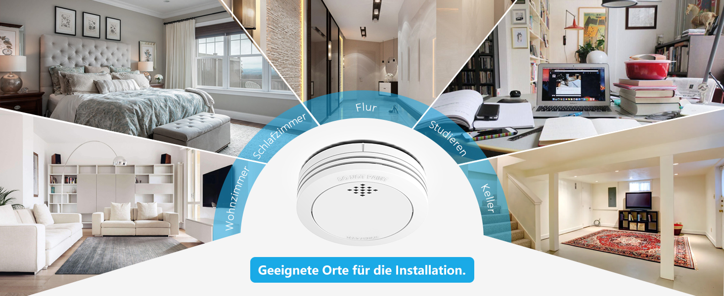 Набір димових сповіщувачів 6 шт. з магнітним кріпленням, 10 років служби, з Wi-Fi, 85dB, з функцією вимкнення звуку, сповіщення про низький заряд батареї