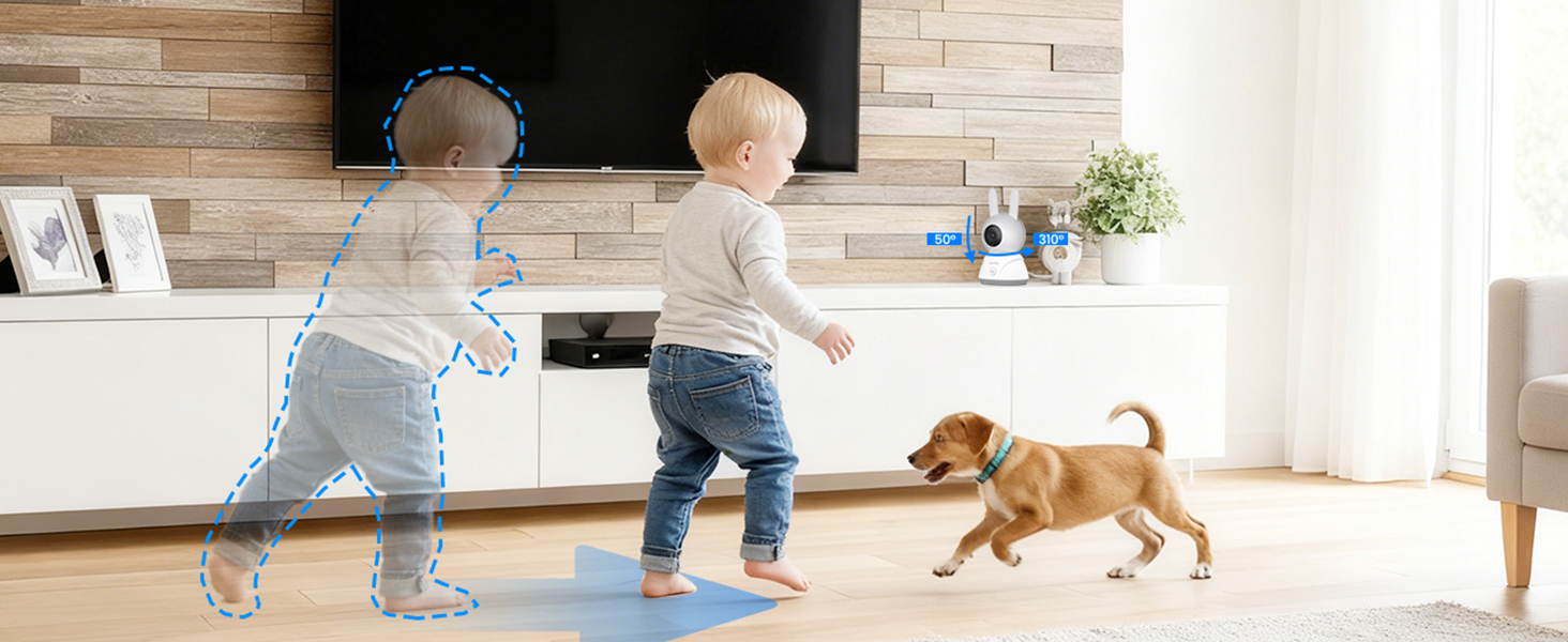 Відеоняня Wansview з камерою 1080P, Wi-Fi 2.4/5 GHz, нічна зйомка, датчик руху/звуку, двосторонній зв'язок, відстеження, контроль температури