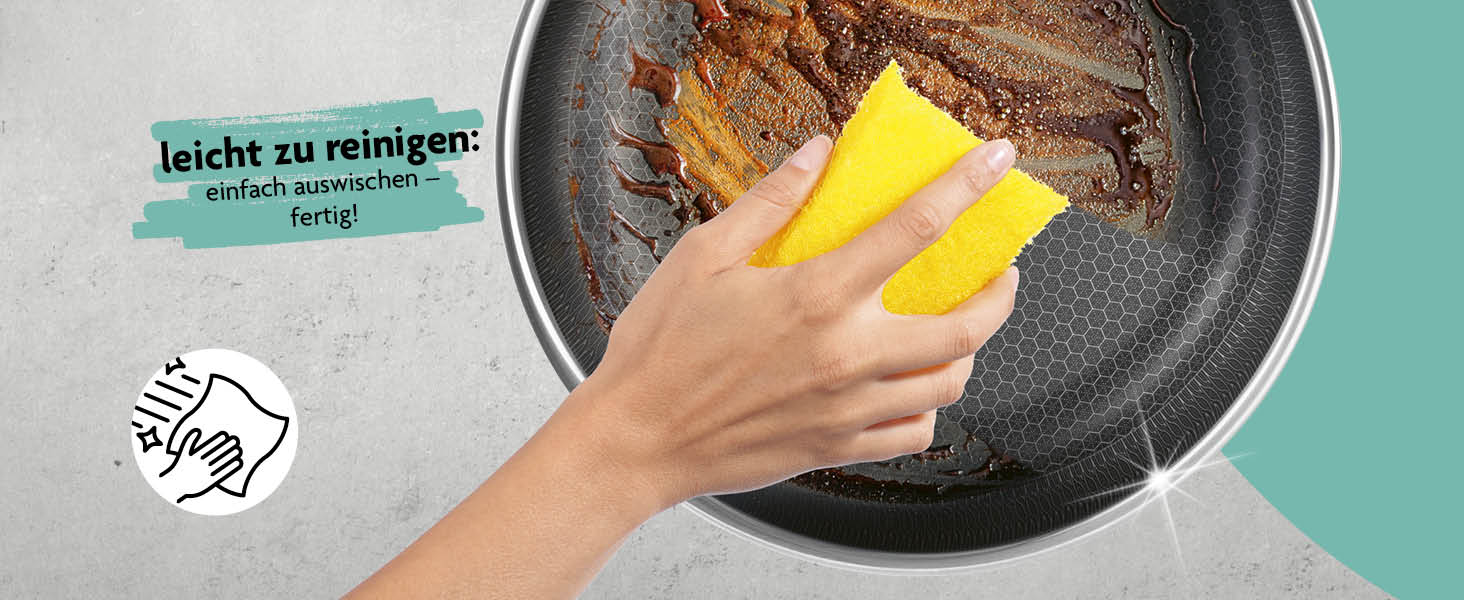 Сковорода Kochwerk Rachs з рифленою поверхнею ⌀28 см | Сковорода з нержавіючої сталі з антипригарним покриттям та високим бортиком | Підходить для всіх типів плит | Стійка до подряпин та придатна для духовки | З рецептами ⌀28 см