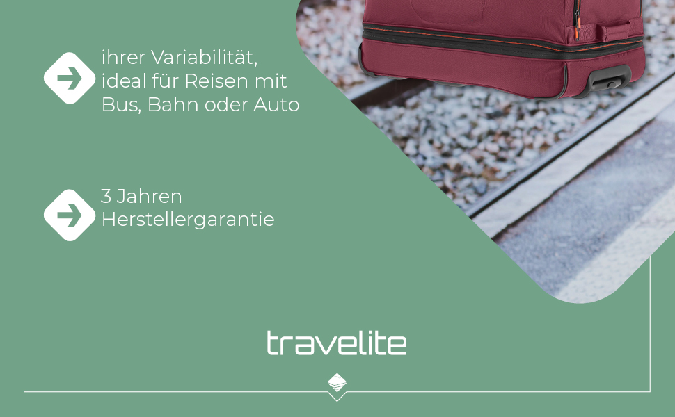 Дорожня сумка на колесах Travelite Basics Duffle L, 98-119 л, червоно-помаранчева (55 см)