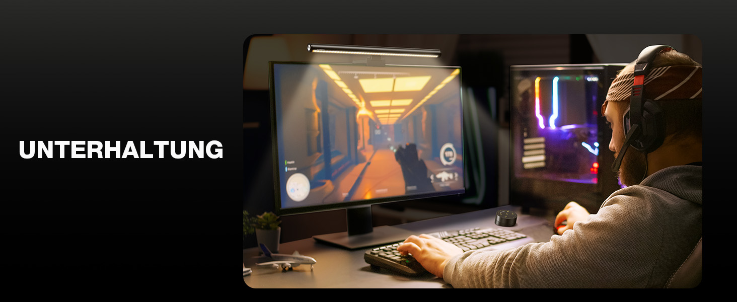 Світлодіодна лампа-панель Douxlife для монітора з підсвічуванням, USB офісна лампа з сенсорним керуванням та пультом, 42 см, регульована яскравість/колірна температура, Screenbar для ПК, чорний