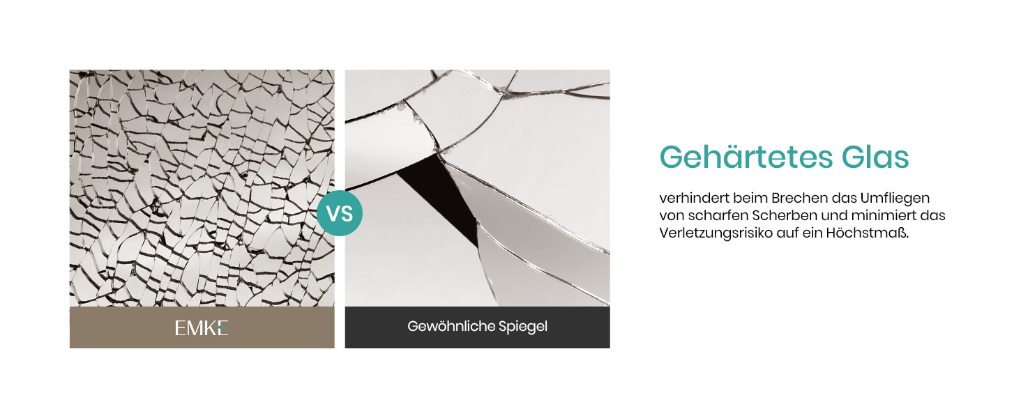 Дзеркало для ванної кімнати EMKE з підсвічуванням, діаметр 50 см, чорний каркас, регульована яскравість, 3 кольори світла, антизапар, сенсорне керування, функція пам'яті