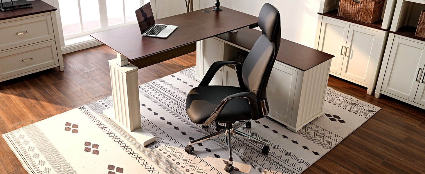 Крісло офісне EUREKA ERGONOMIC з шкіри, чорне: регульоване, ергономічне, для офісу та дому