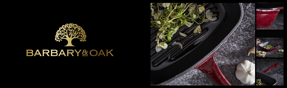 Сковорода-гриль Barbary & Oak BO800256GRN з емальованим покриттям, зелений, 26 см