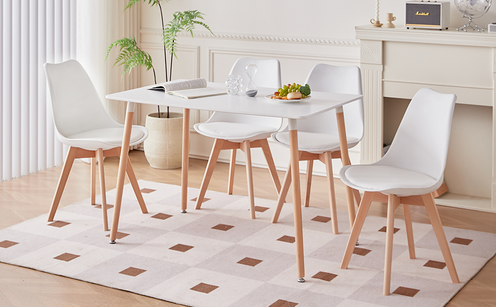 Стіл обідній GrandCA HOME прямокутний, 110x70x75 см, білий. Масивне дерево, MDF, для кухні/вітальні