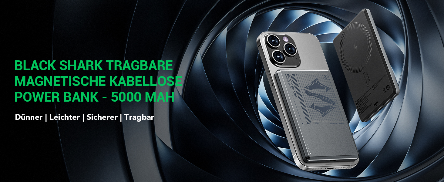 Швидка зарядка Black Shark Magnetic PowerBank 5000 мАг, 20 Вт PD для iPhone 15/14/13/12 (сірий)