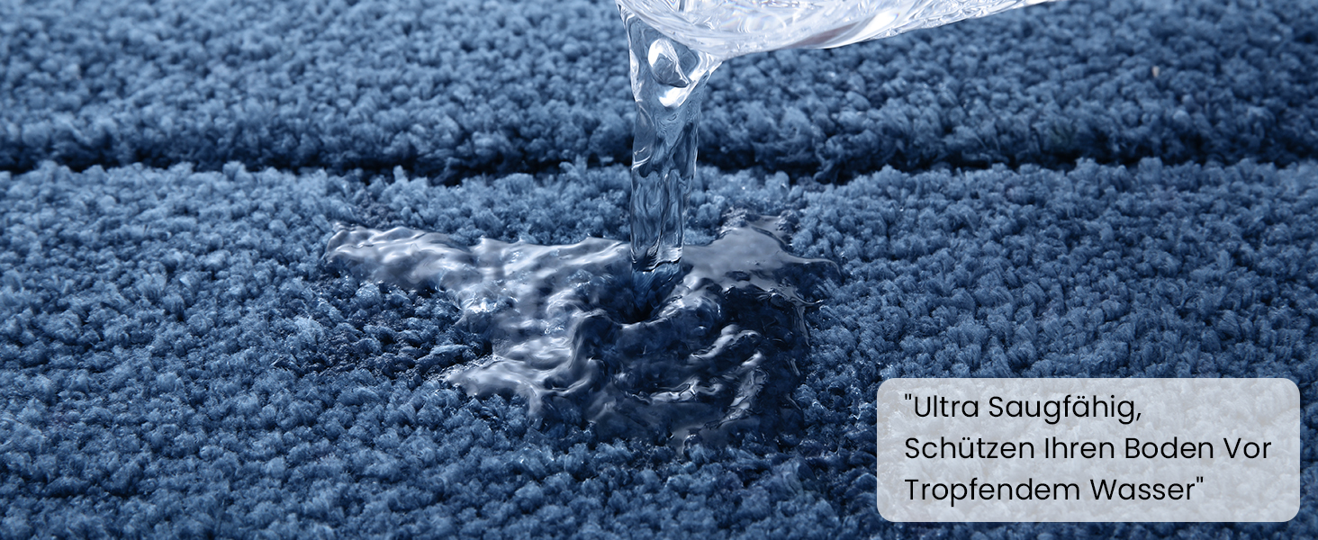 Килимок для ванної кімнати Homaxy з мікрофібри, антиковзний, 60x90 см, Marine Blau