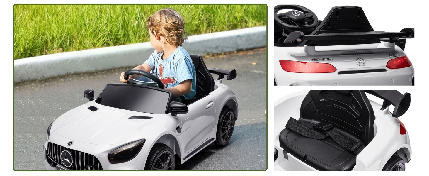 Дитячий електромобіль Mercedes-Benz AMG 12V, 2 двері, пульт, MP3, LED, білий