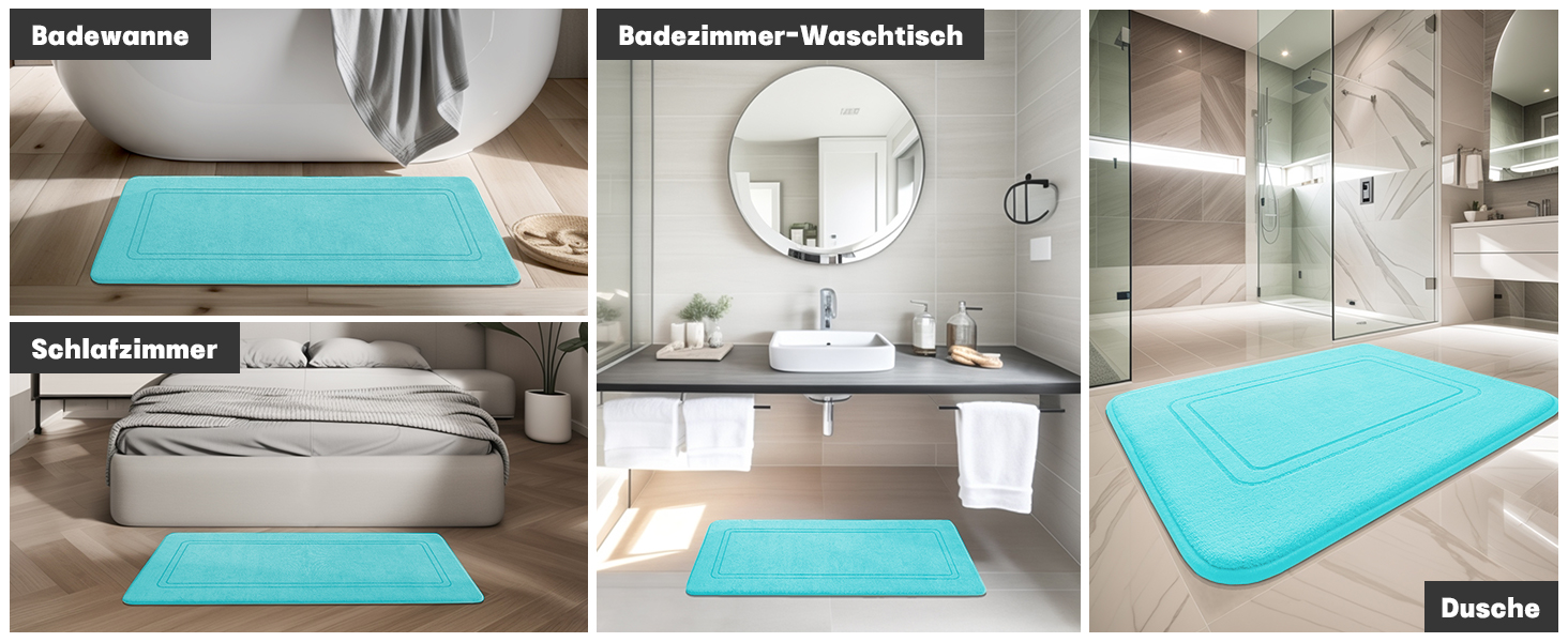 Чакме Килимок для ванної кімнати, антиковзаючий, м'який, швидковисихаючий, набір з 5 шт., блакитно-зелений