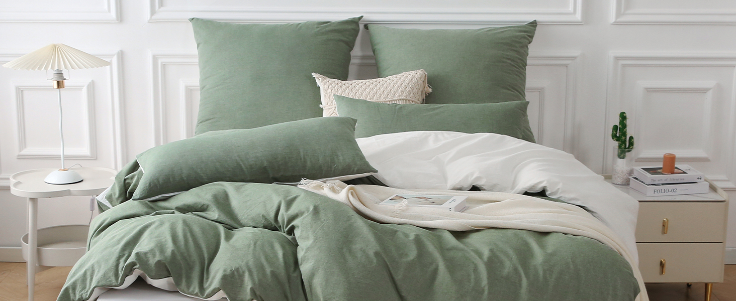 Набір постільної білизни SOULFUL 155x220, бавовна, салатовий, 2 шт. (1x155x220, 1x80x80)