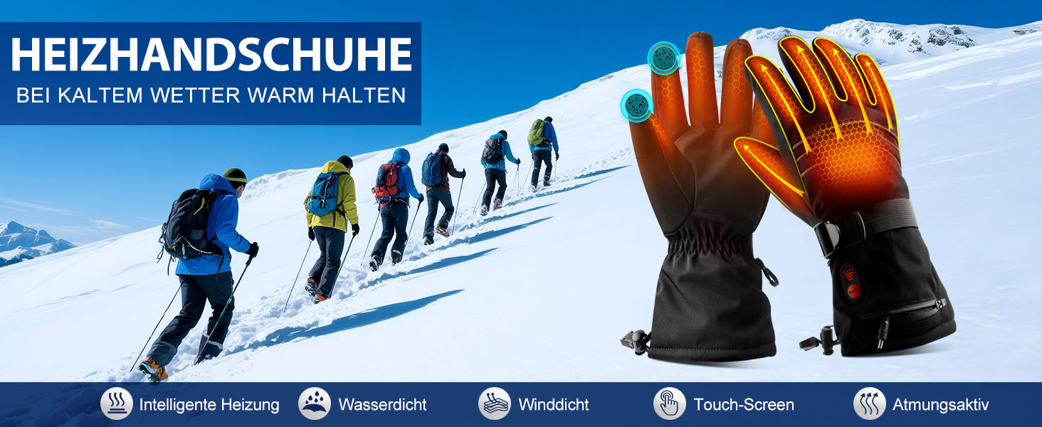 Електричні гріючі рукавички ABXMAS для чоловіків та жінок, 7.4V 3200mAh, XL, Чорний