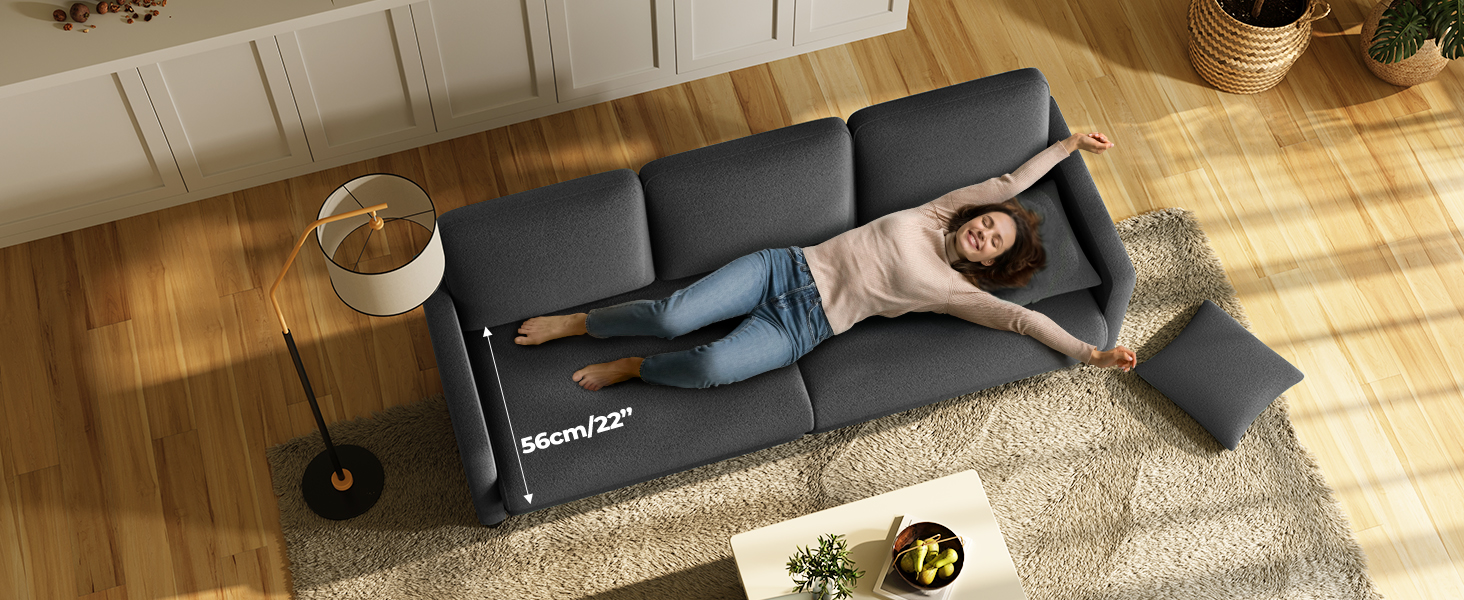 Двомісний диванчик, компактний диван для підліткової кімнати, зручний невеликий диван, легка збірка без інструментів, дивани з масиву дерева, невеликий диван для вітальні (сірий, 211 см)