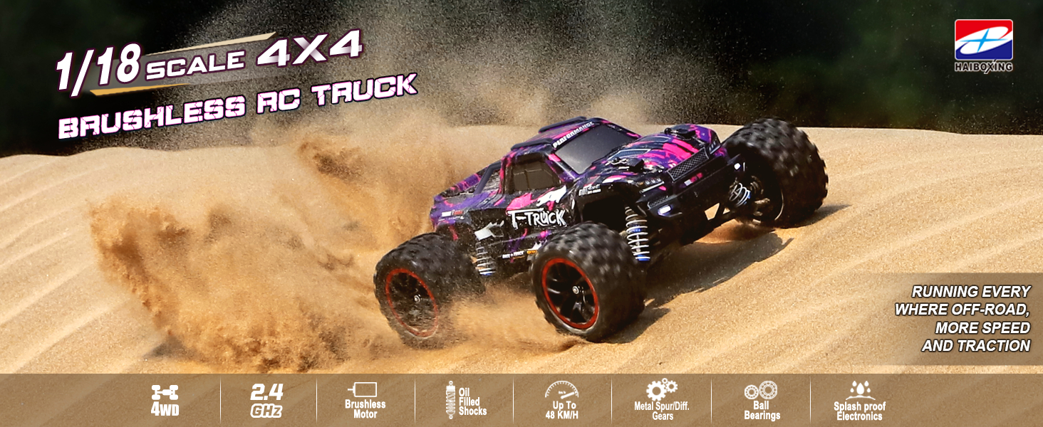 Радіокерований позашляховик Haiboxing 1:18 4WD 48+ км/год, Monster Truck 2.4GHz для дітей та дорослих