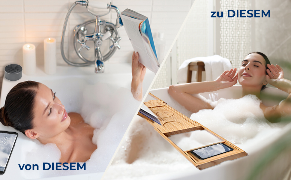 Підставка для ванни SereneLife з дерева - Розширювана підставка для ванни 70-105 см з тримачем для напоїв та книжковою підставкою, вологостійка, аксесуар для ванни, Wellness